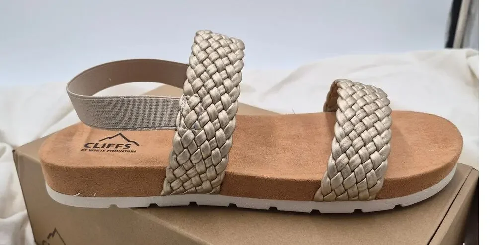 NEW Cliffs by White Mountain Treat Slingback Sandal Slide slip on Platino Sz 10